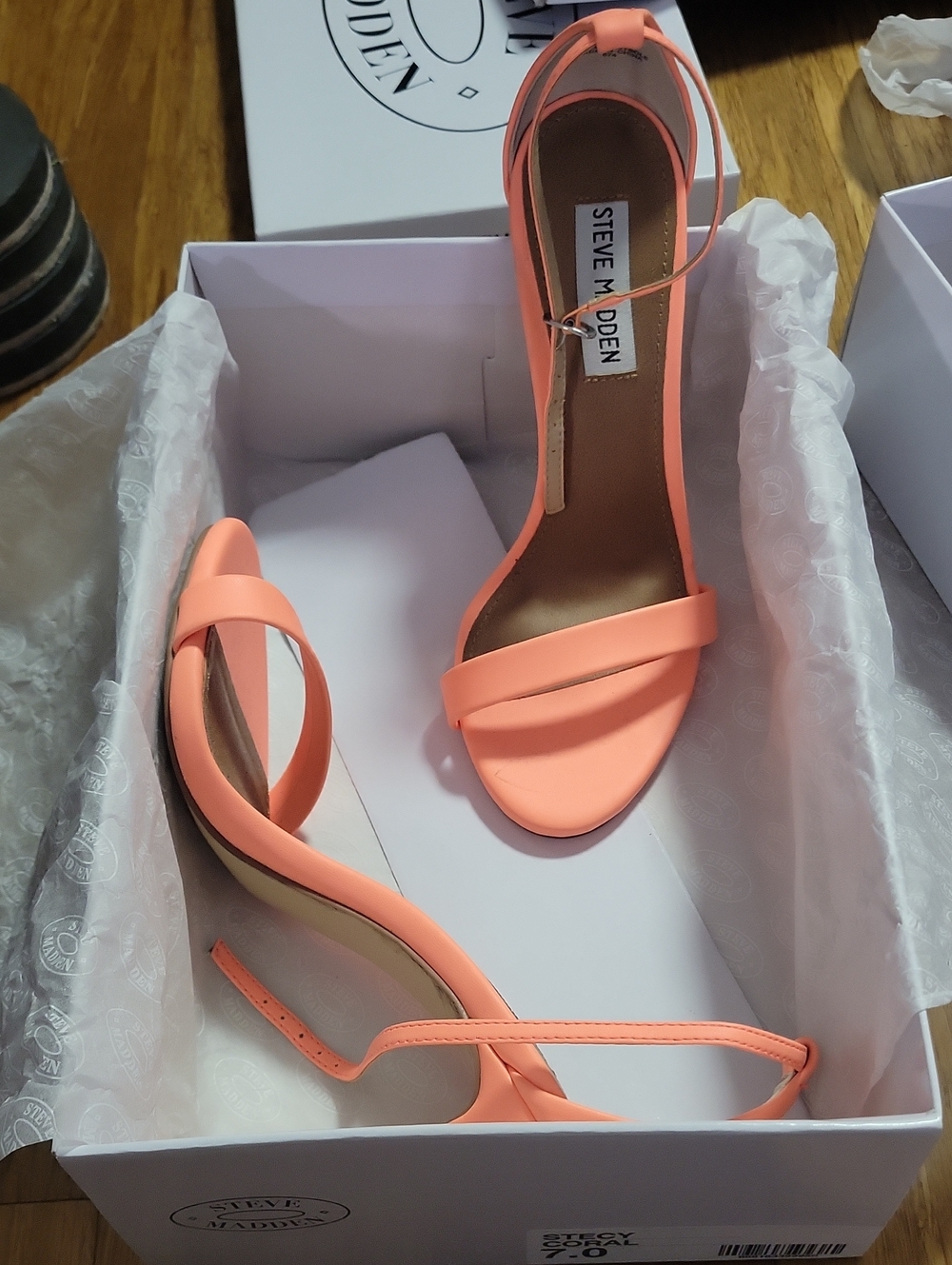 Steve Madden Coral/Peach Open-Toe Ankle-Strap Heels